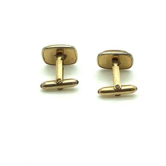 Amber Topaz Cufflinks Glitter Shimmery Sparkling Correct Gold Tone MCM Mod - Picture 2 of 2